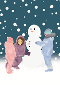 Jeux d'enfants et bonhomme de neige